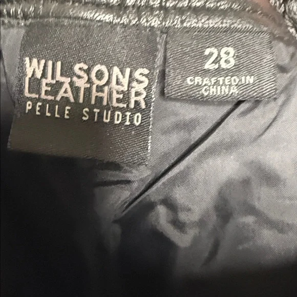 Wilson’s leather black 100% leather pants with straps on calf of leg moto sz 28 - Picture 7 of 8